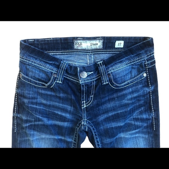BKE The Buckle Stella Low Rise Stretch Skinny Crop Dark Denim Jean Size 27X28.5” - Picture 3 of 5